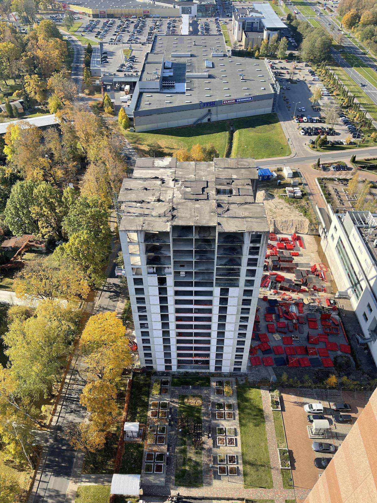 Riga Panorama Plaza būvniecības progresa kopskats